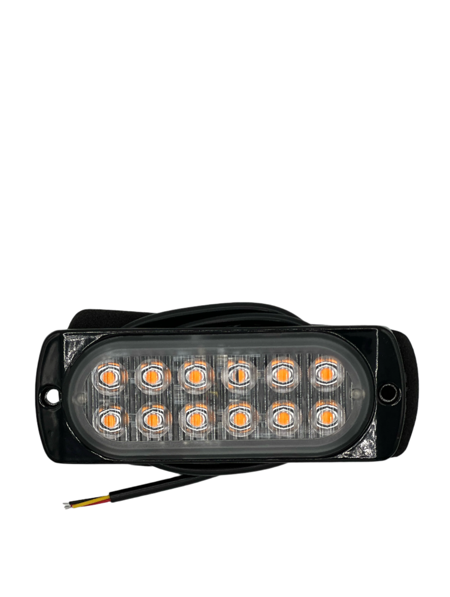 12 LED Waterproof Amber Strobe Light w/15 Flash Patterns