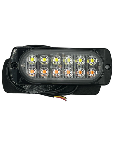 12 LED Waterproof White/Amber Strobe Light w/15 Flash Patterns