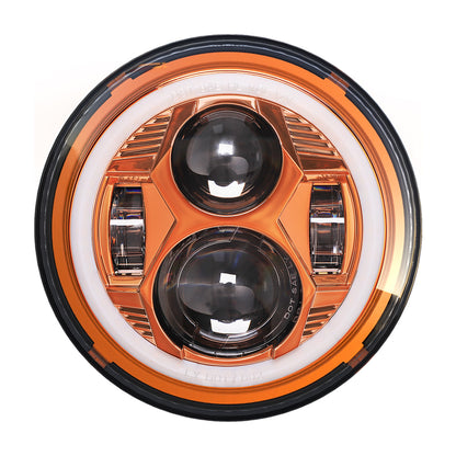 Hydrus 7" LED Headlight with Amber/White Halo - Orange