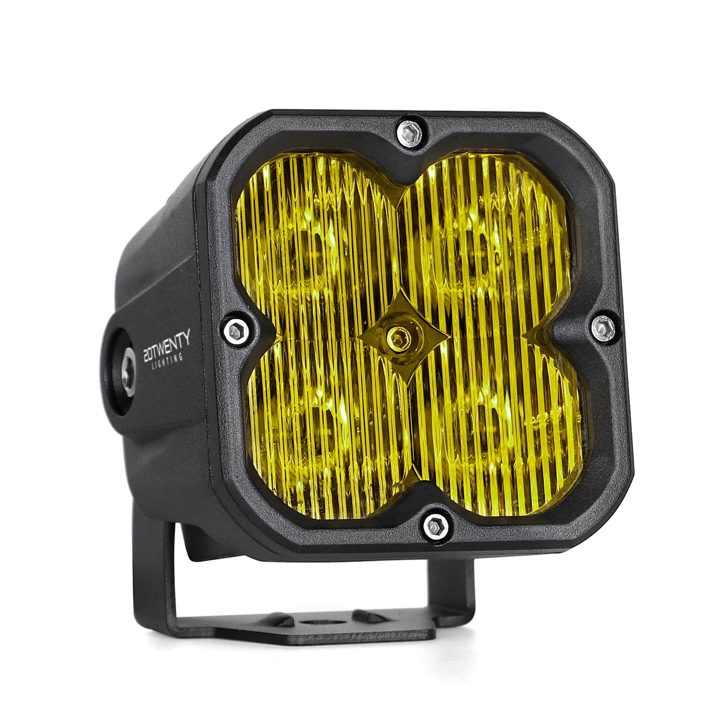 Orion 3" Square Yellow Driving Light Pair with Amber Backlight