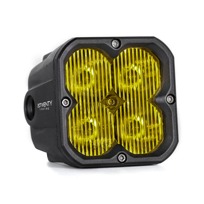 Orion 3" Square Yellow Driving Light Pair with Amber Backlight