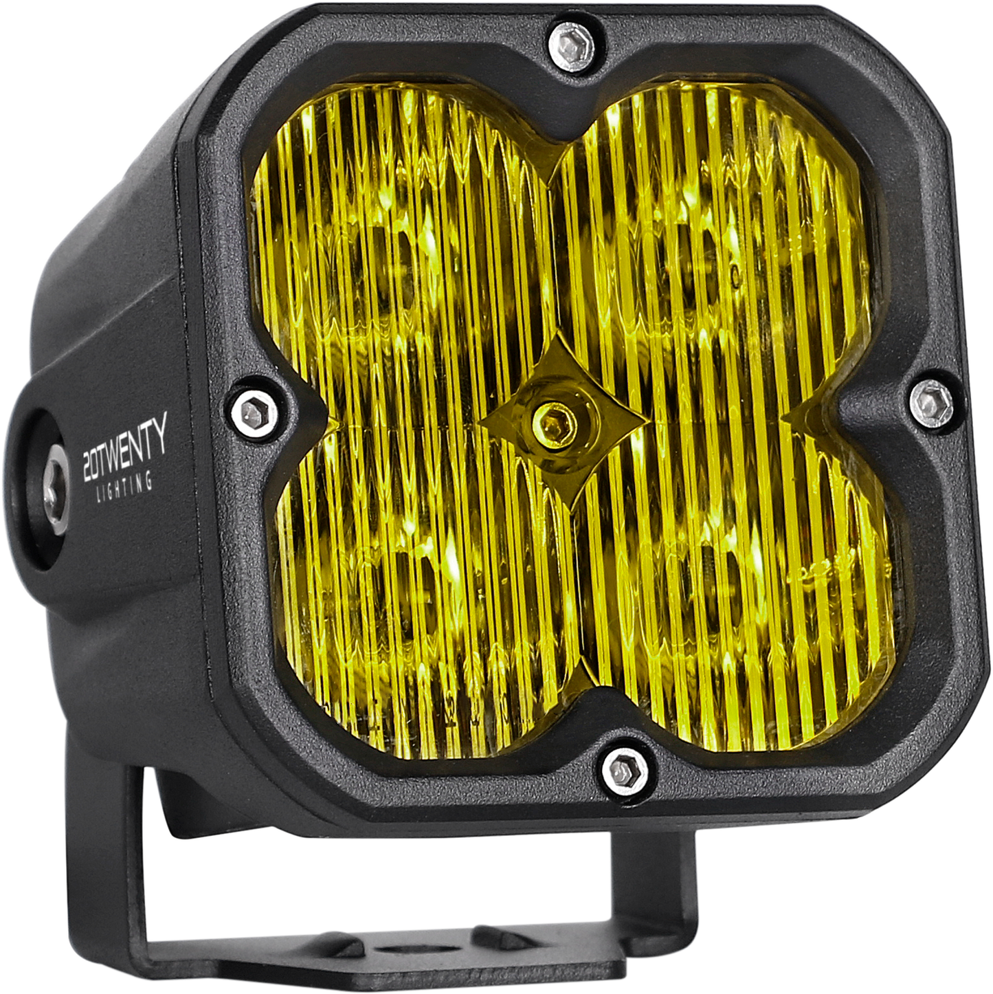 Orion 3" Square Yellow Driving Light Pair with Amber Backlight