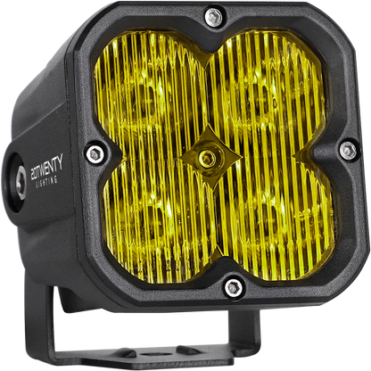 Orion 3" Square Yellow Driving Light Pair with Amber Backlight