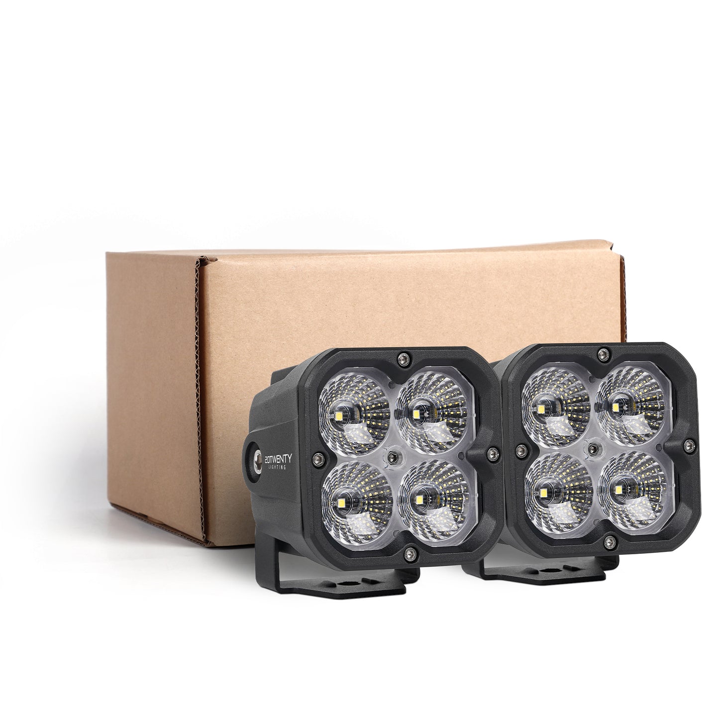 Orion 3" Square White Flood Light Pair with Amber Backlight