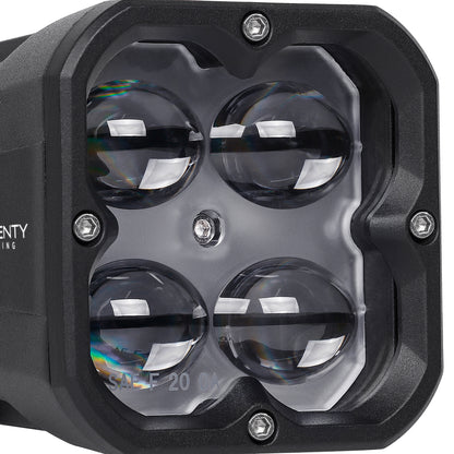 Orion 3" Square White Fog Light Pair with Amber Backlight