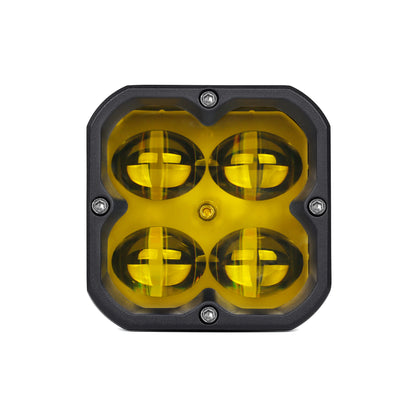 Orion 3" Square Yellow Fog Light Pair with Amber Backlight