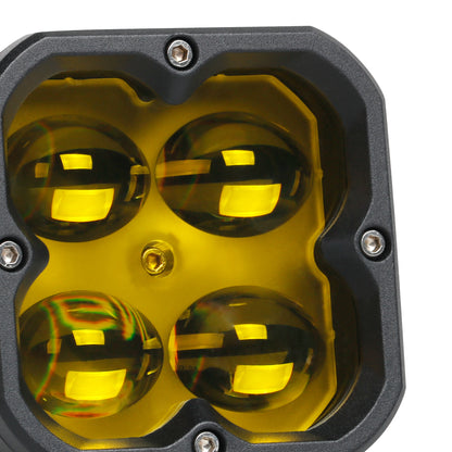 Orion 3" Square Yellow Fog Light Pair with Amber Backlight