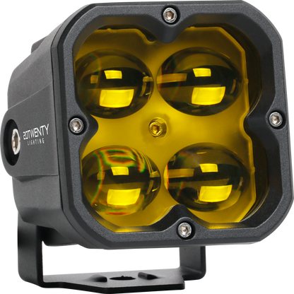 Orion 3" Square Yellow Fog Light Pair with Amber Backlight