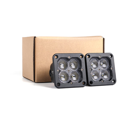 Orion 3" Flush Mount White Flood Light Pair with Amber Backlight