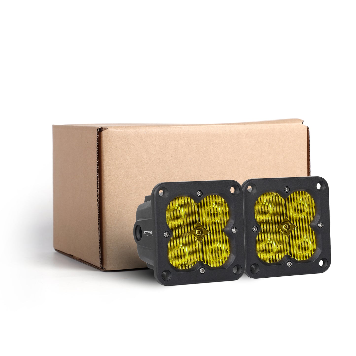 Orion 3" Flush Mount Yellow Driving Light Pair with Amber Backlight