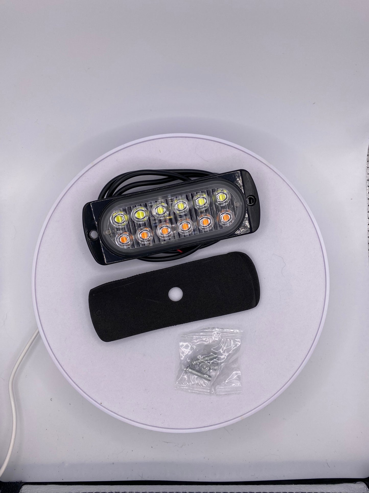 12 LED Waterproof White/Amber Strobe Light w/15 Flash Patterns