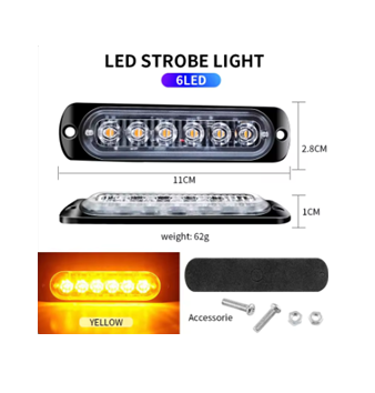 6 LED Waterproof Amber Strobe Light w/10 Flash Patterns