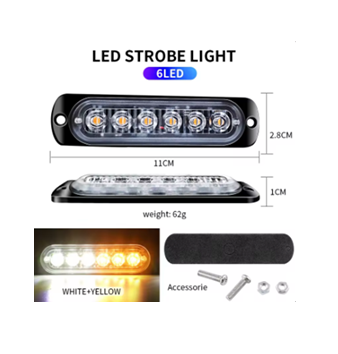 6 LED Waterproof White/Amber Strobe Light with Flash Patterns