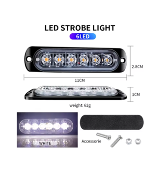 6 LED Waterproof White Strobe Light w/10 Flash Patterns