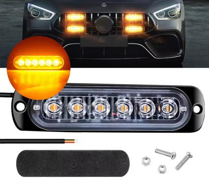 6 LED Waterproof White/Amber Strobe Light with Flash Patterns