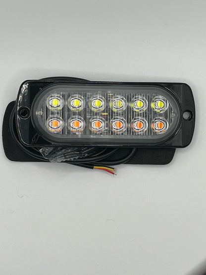 12 LED Waterproof White/Amber Strobe Light w/15 Flash Patterns